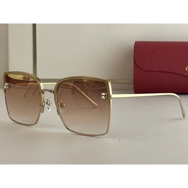 Cartier CT0199s Sunglasses In Gold Gradient Tan