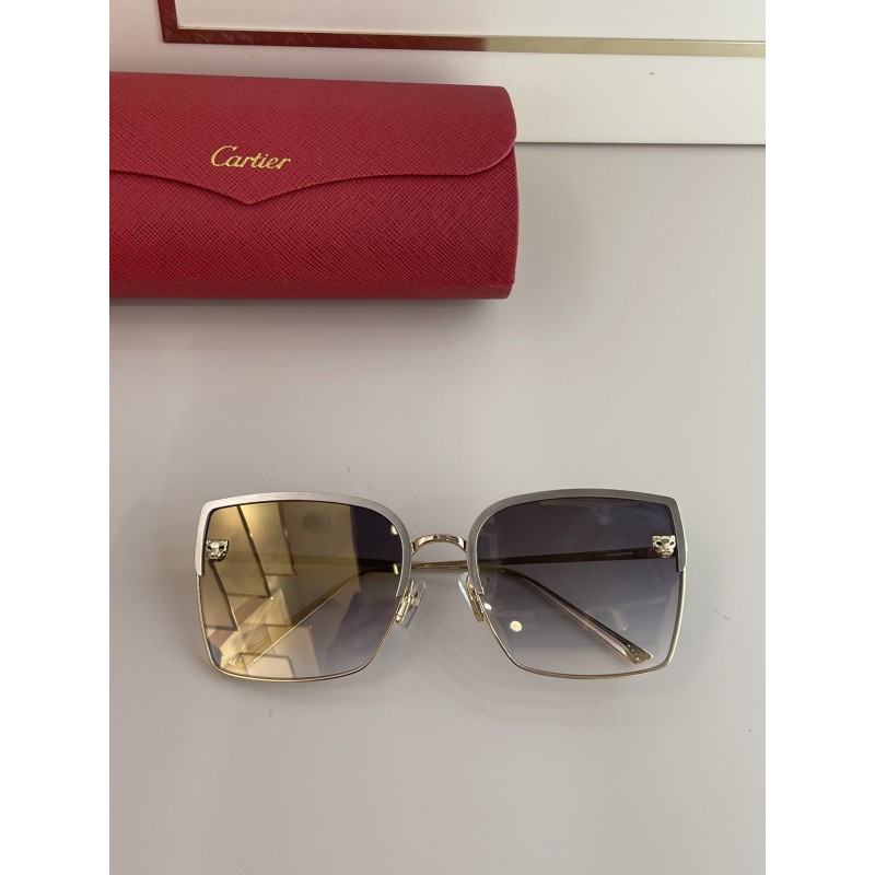 Cartier CT0199s Sunglasses In Silver Gradient Blue