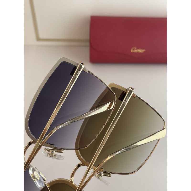 Cartier CT0199s Sunglasses In Silver Gradient Blue