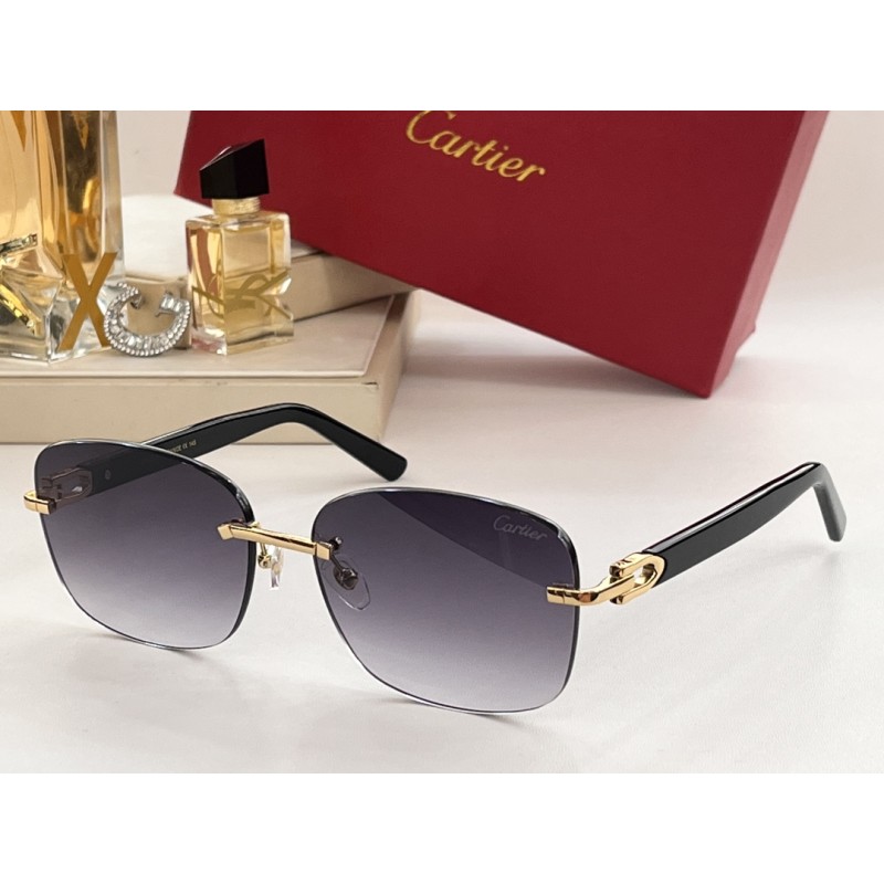 Cartier CT0227S Sunglasses In Black Gold Gradient Gray