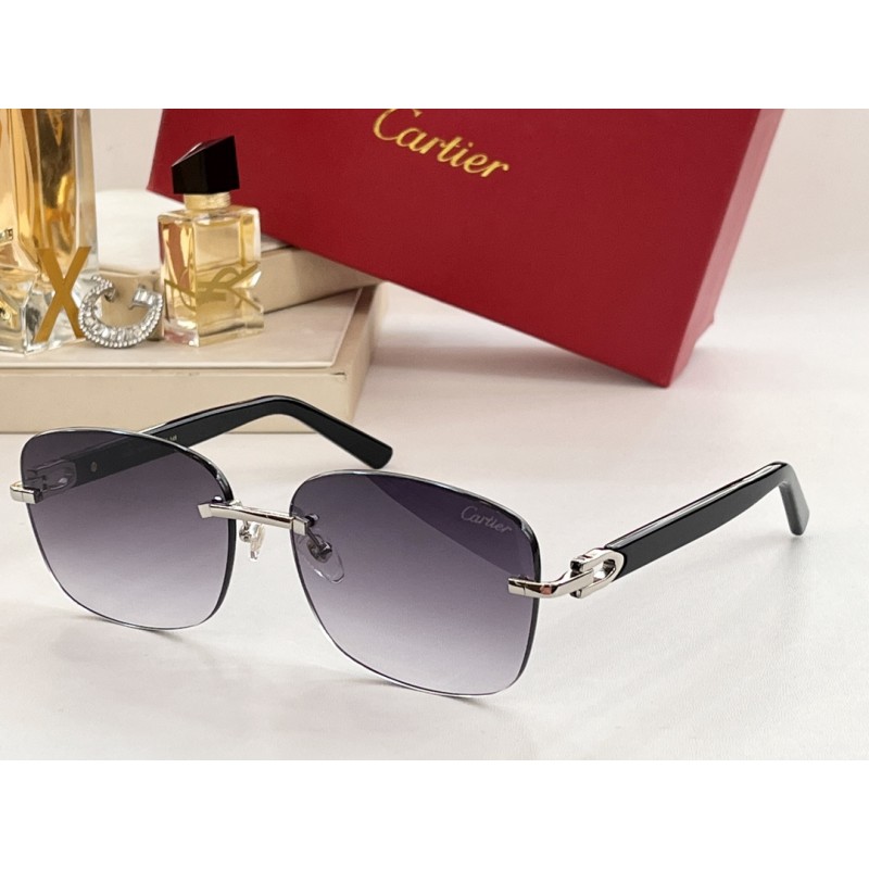 Cartier CT0227S Sunglasses In Black Silver Gradien...