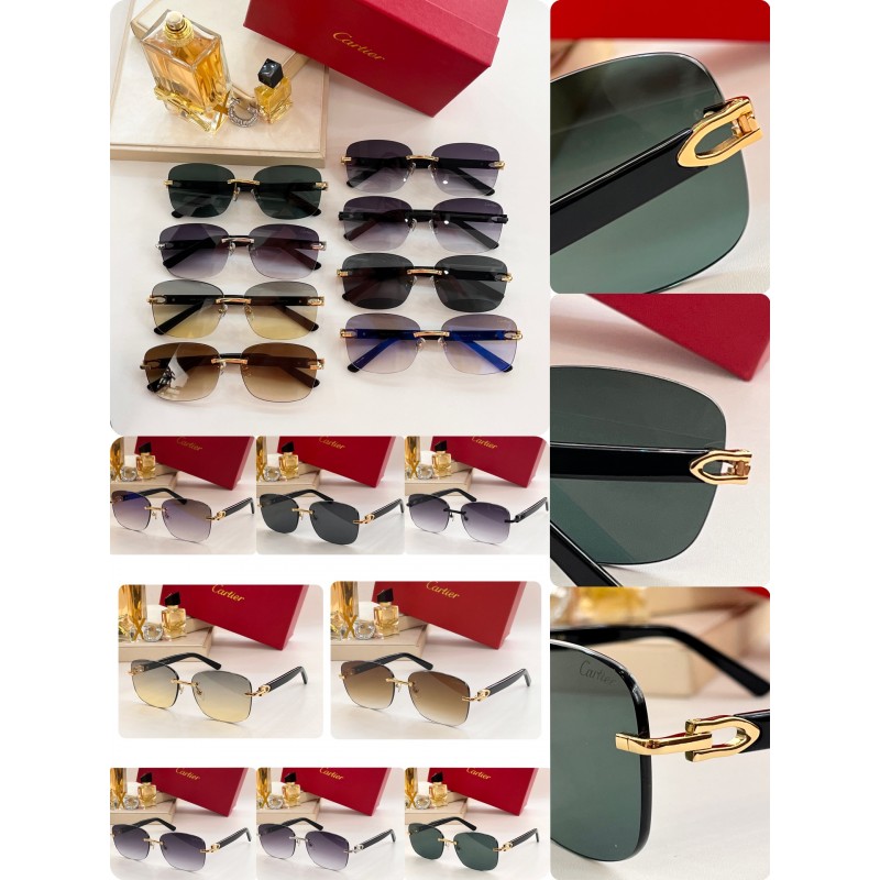 Cartier CT0227S Sunglasses In Black Silver Gradient Gray