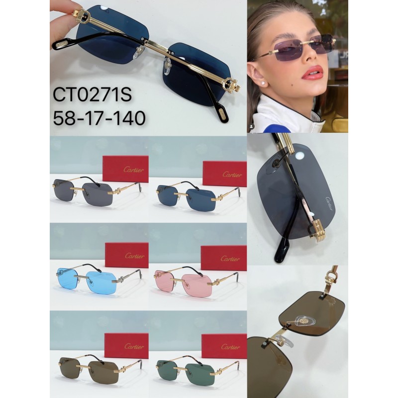 Cartier CT0271S Sunglasses In Gold Dark Blue