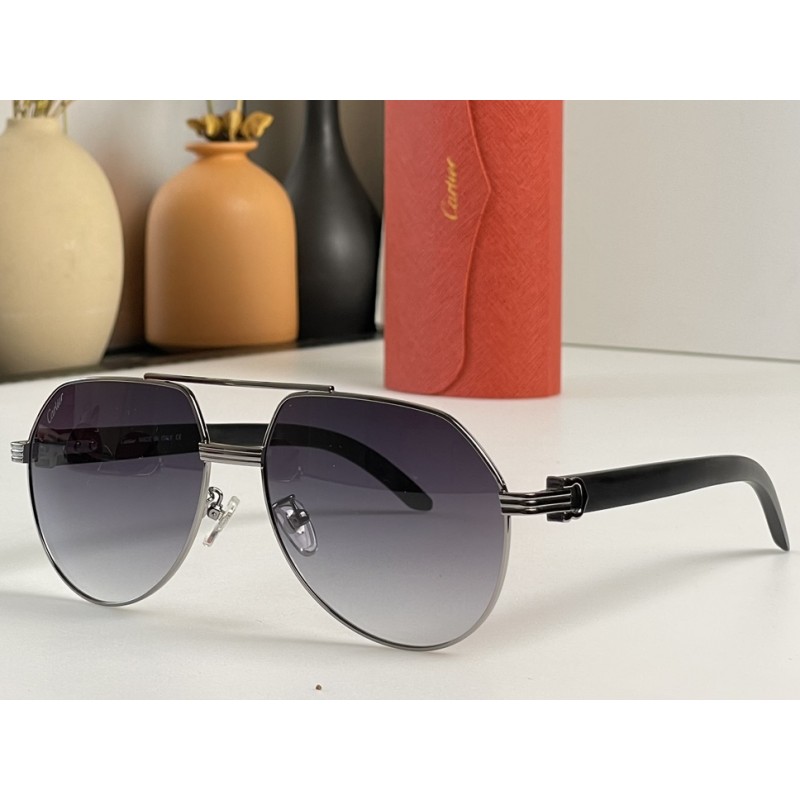 Cartier CT0272S Sunglasses In Gunmetal Gradient Gray