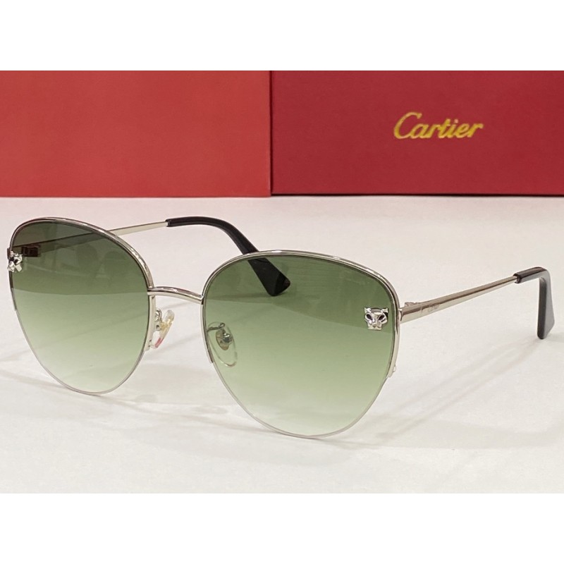 Cartier CT0301S Sunglasses In Silver Gradient Gree...