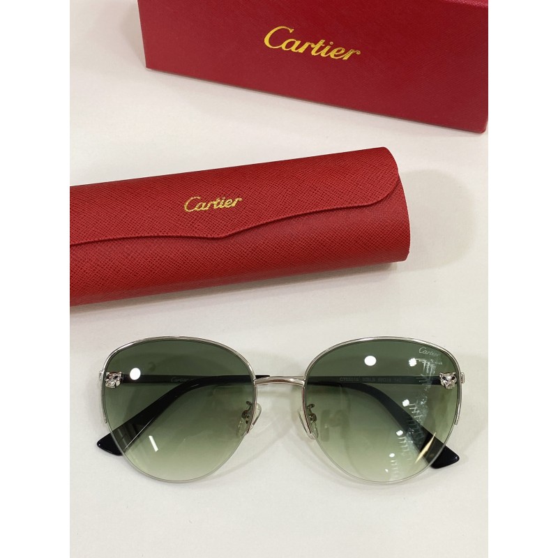Cartier CT0301S Sunglasses In Silver Gradient Green