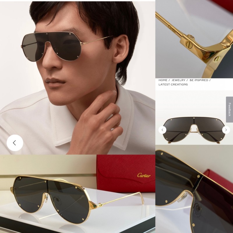 Cartier CT0324S Sunglasses In Gold Gray