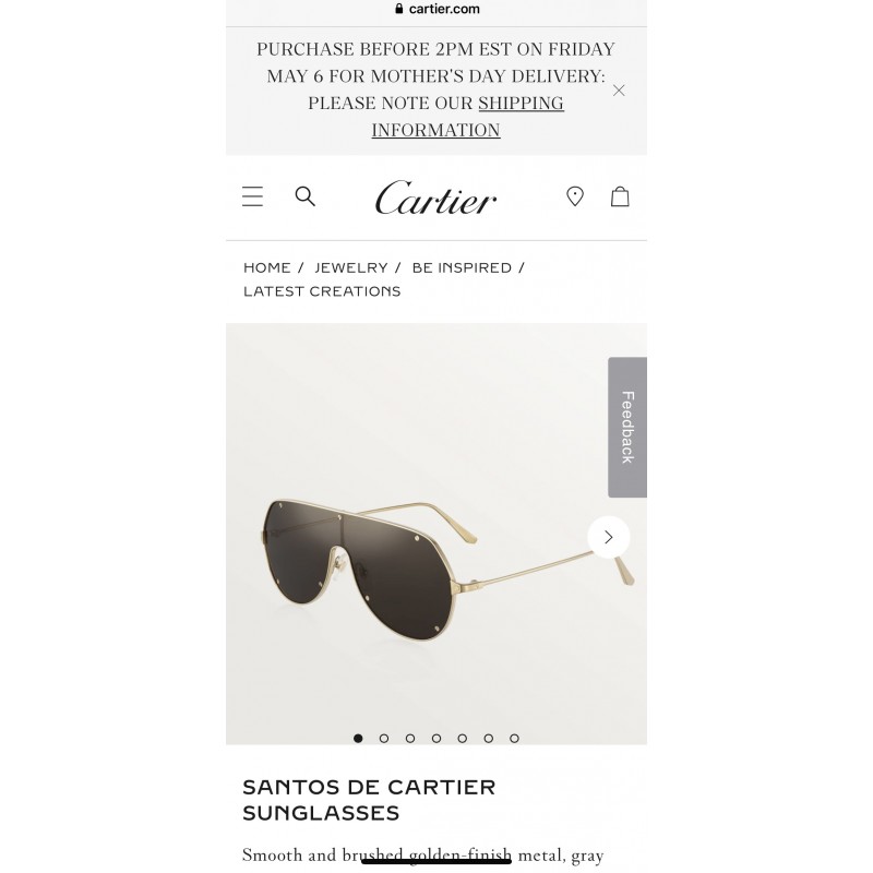 Cartier CT0324S Sunglasses In Gold Tan