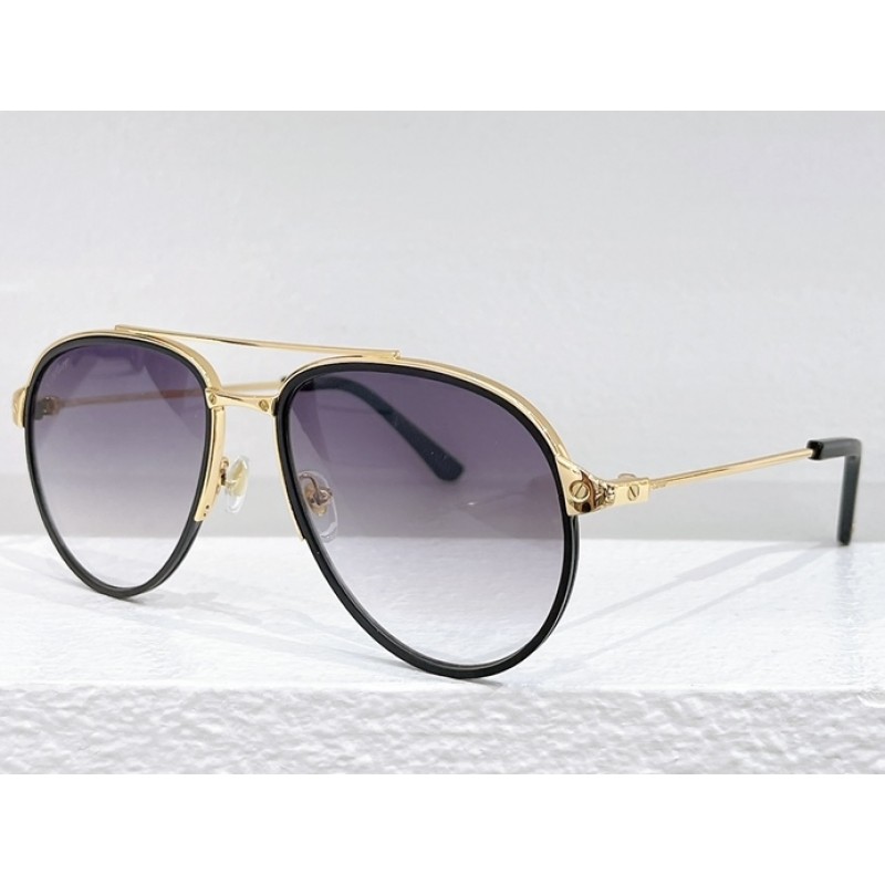 Cartier CT0325S Sunglasses In Black Gold Gradient Blue