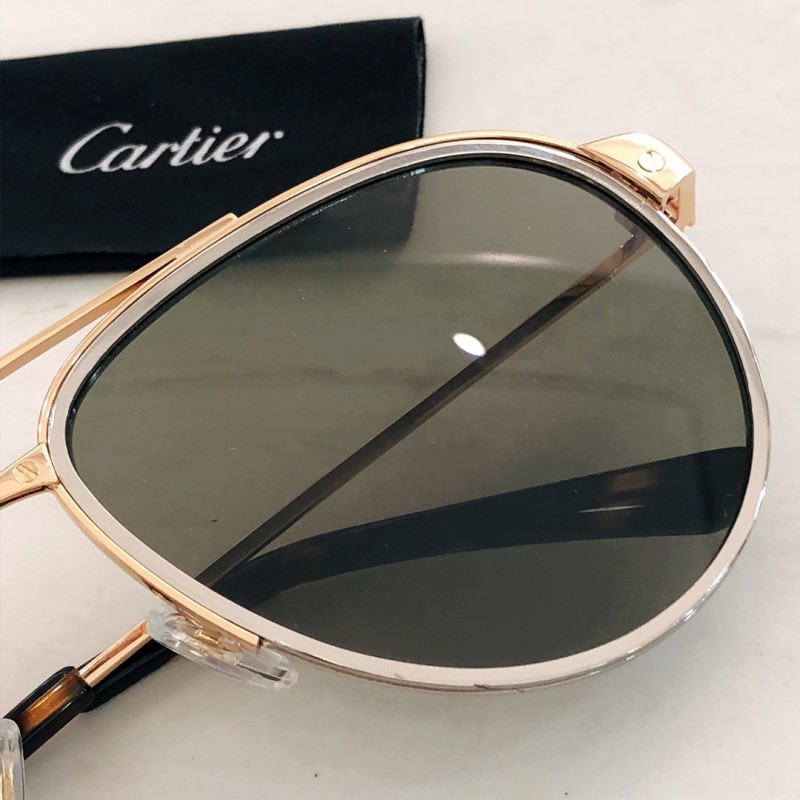 Cartier CT0325S Sunglasses In Gold Silver Dark Green