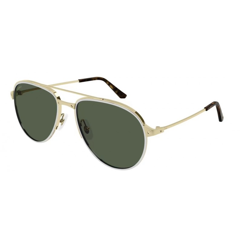 Cartier CT0325S Sunglasses In Gold Silver Dark Green
