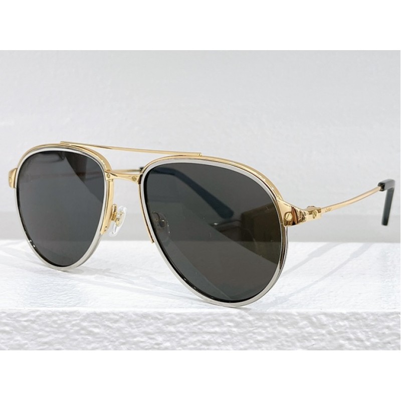 Cartier CT0325S Sunglasses In Gold Silver Gray