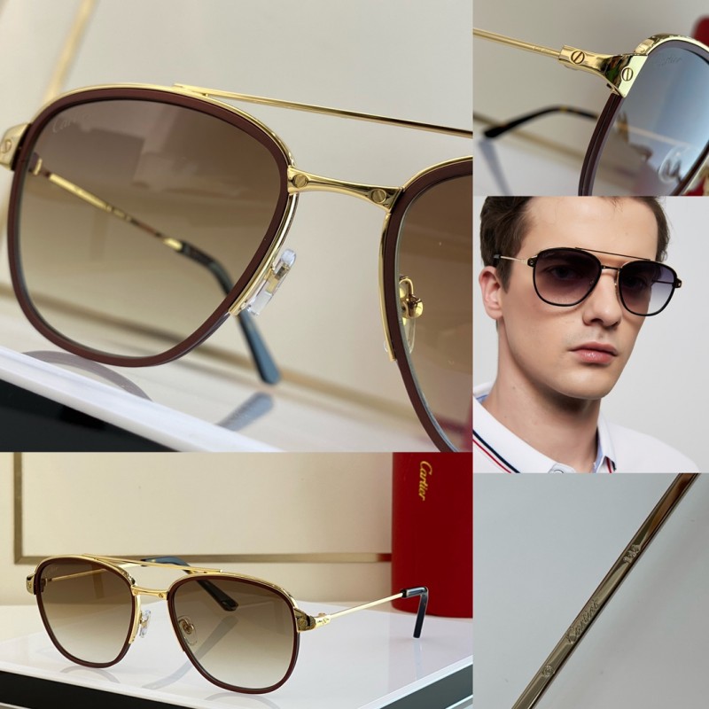Cartier CT0326S Sunglasses In Black Gold Gradient Brown