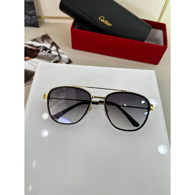 Cartier CT0326S Sunglasses In Black Gold Gradient Gray