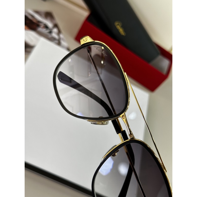 Cartier CT0326S Sunglasses In Black Gold Gradient Gray