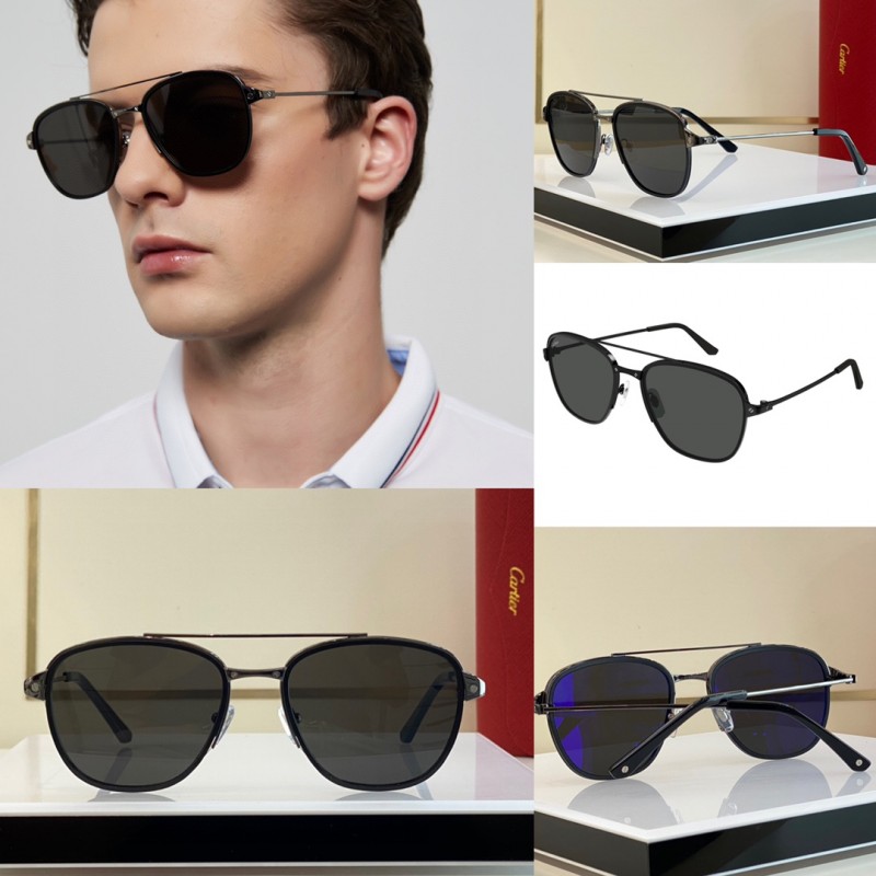 Cartier CT0326S Sunglasses In Black Gunmetal Gray