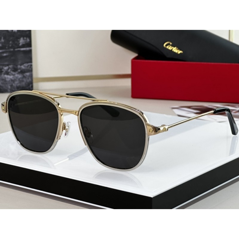 Cartier CT0326S Sunglasses In Gold Silver Gray