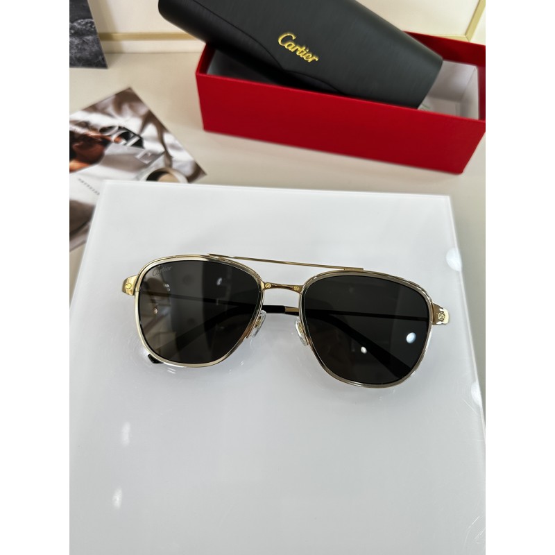 Cartier CT0326S Sunglasses In Gold Silver Gray