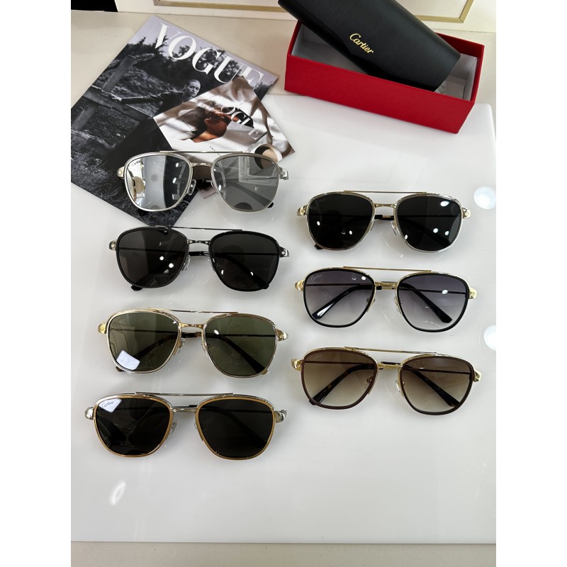 Cartier CT0326S Sunglasses In Gold Silver Gray