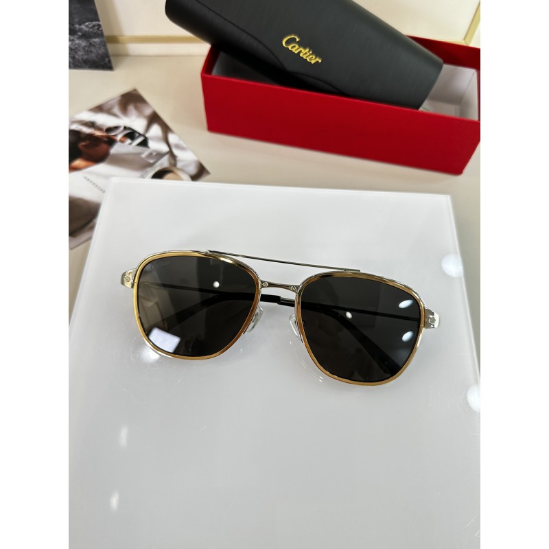 Cartier CT0326S Sunglasses In Silver Gold Gray