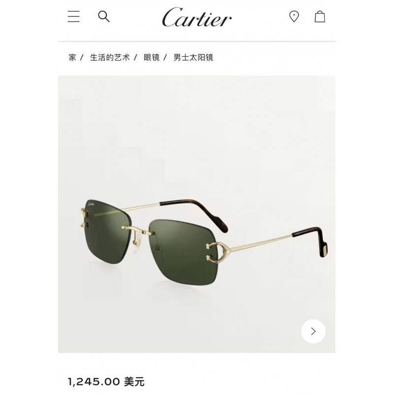 Cartier CT0330S Sunglasses In Gold Dark Green