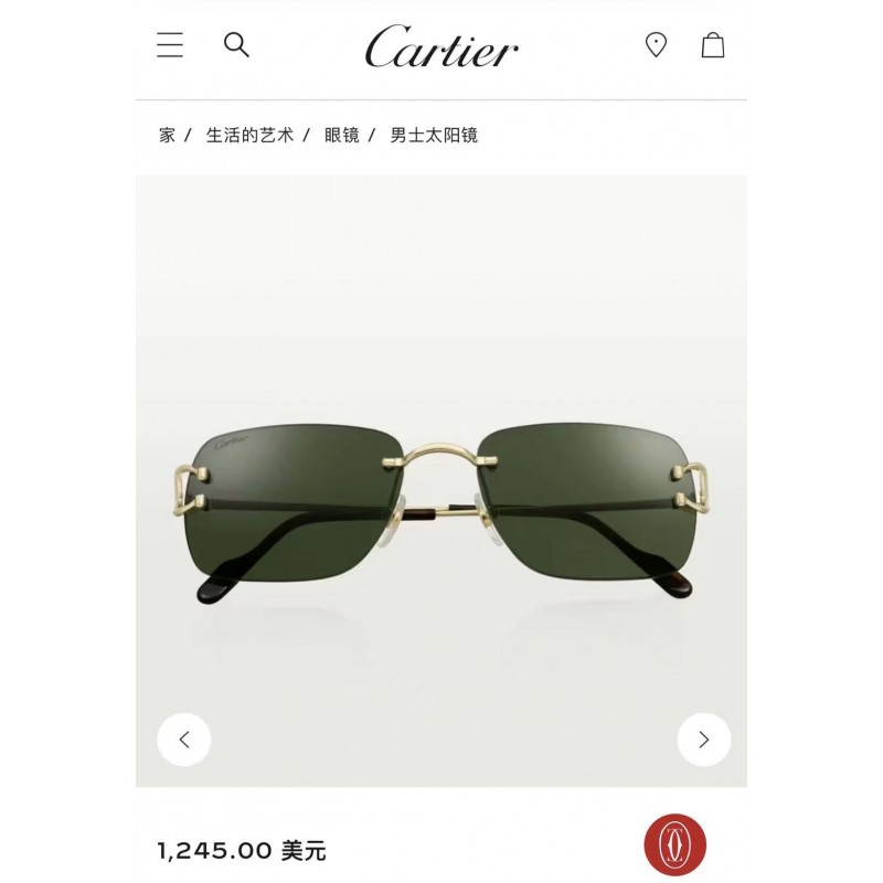 Cartier CT0330S Sunglasses In Gold Dark Green