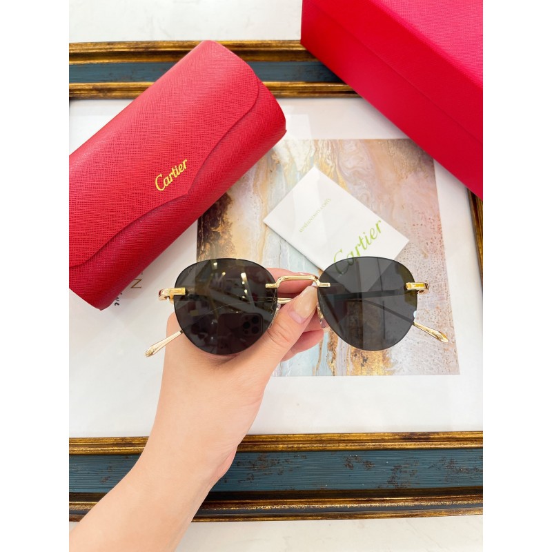 Cartier CT0331S Sunglasses In Gold Gray