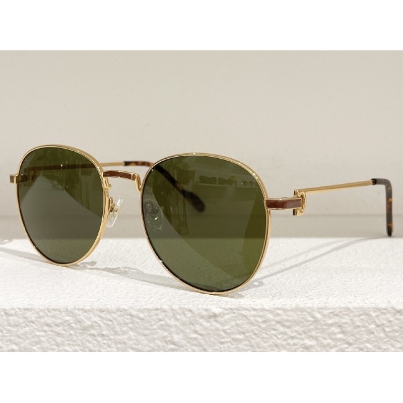 Cartier CT0335S Sunglasses In Gold Dark Green