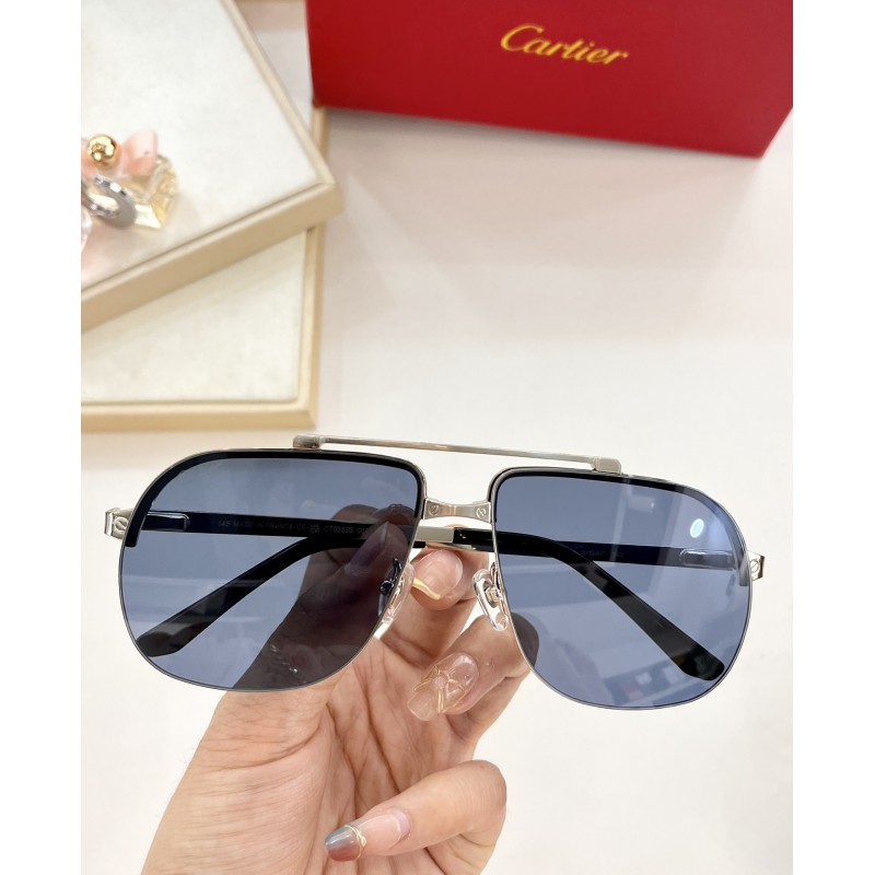 Cartier CT0353S Sunglasses In Silver Blue