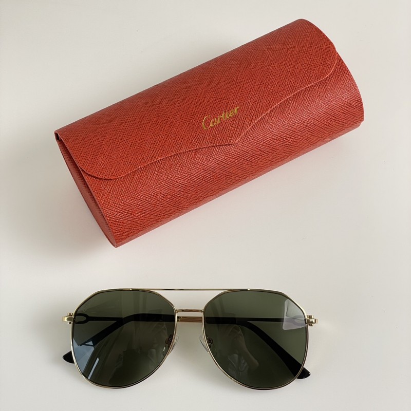 Cartier CT0364S Sunglasses In Gold Dark Green