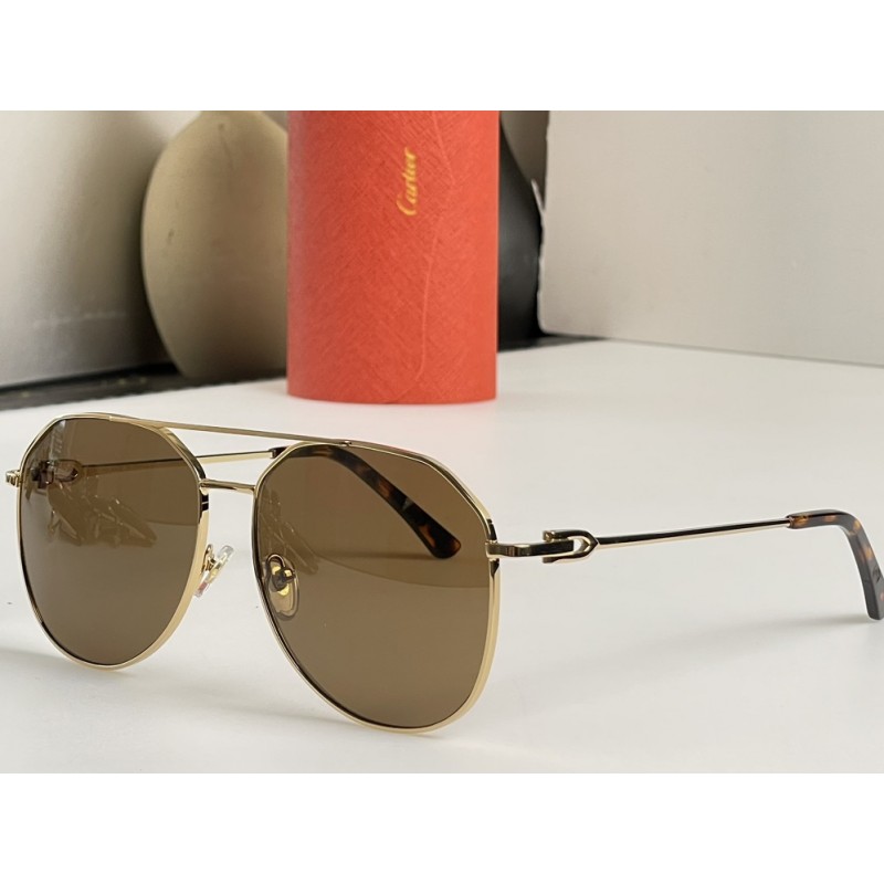 Cartier CT0364S Sunglasses In Gold Tan
