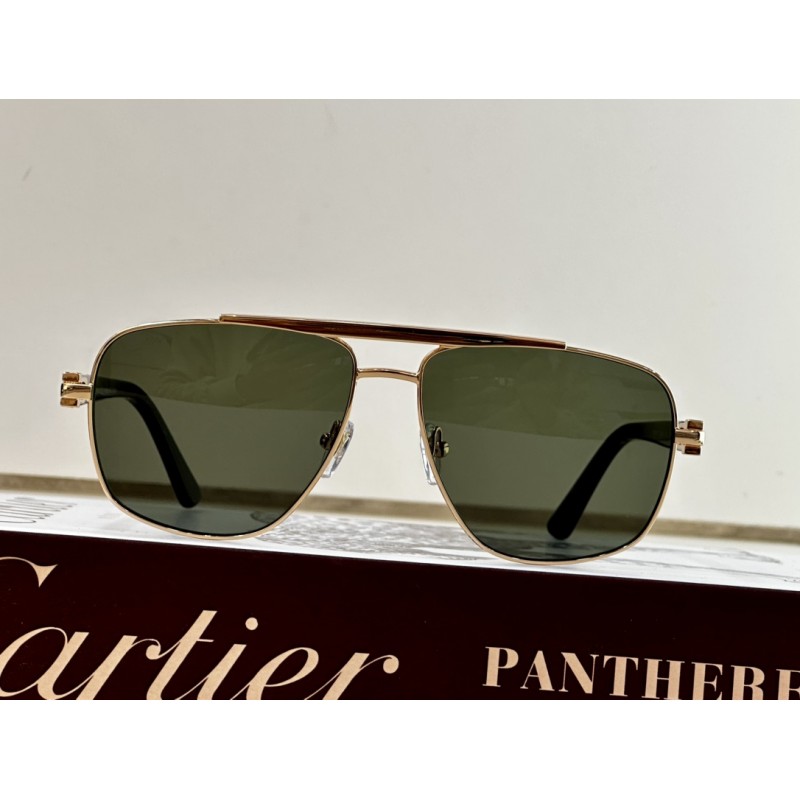 Cartier CT0365S Sunglasses In Black Gold Dark Green