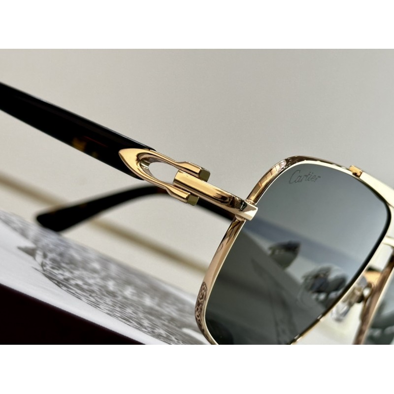 Cartier CT0365S Sunglasses In Black Gold Dark Green