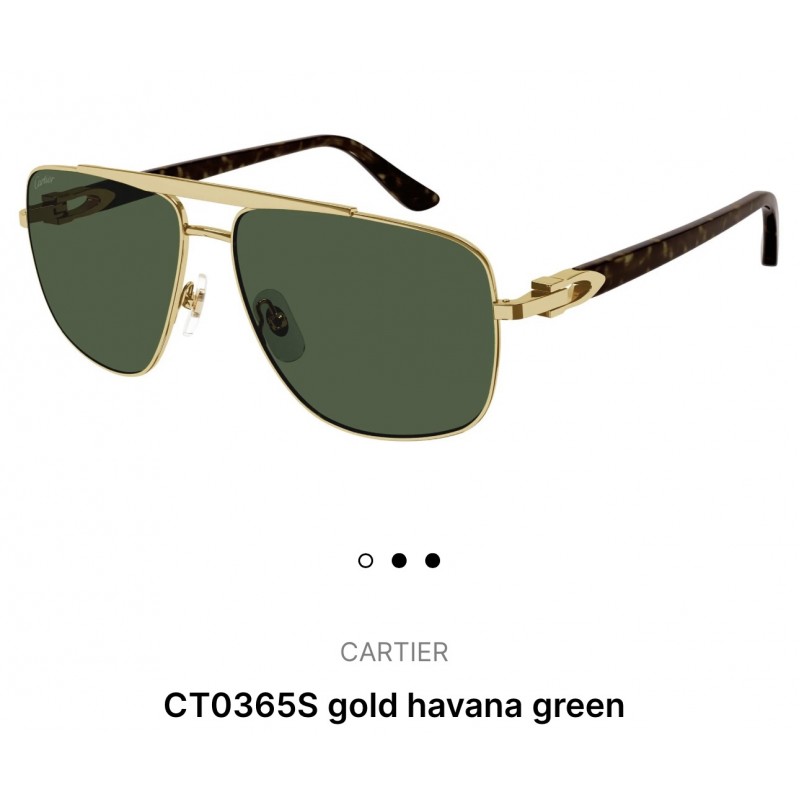 Cartier CT0365S Sunglasses In Black Gold Dark Green