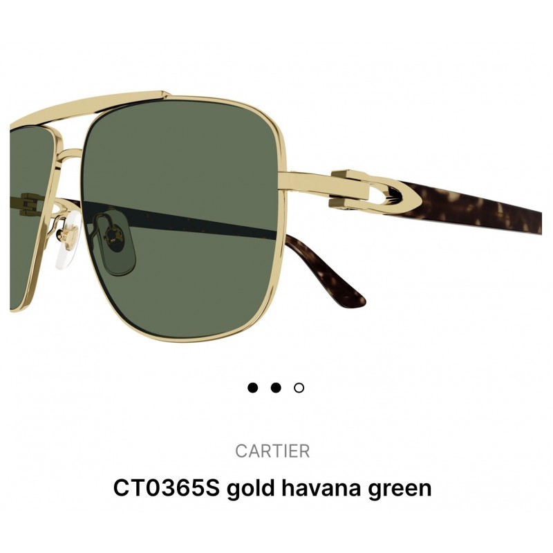 Cartier CT0365S Sunglasses In Black Gold Dark Green