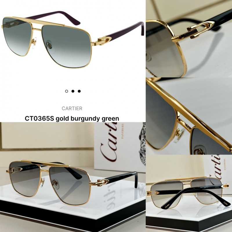 Cartier CT0365S Sunglasses In Black Gold Gradient Gray