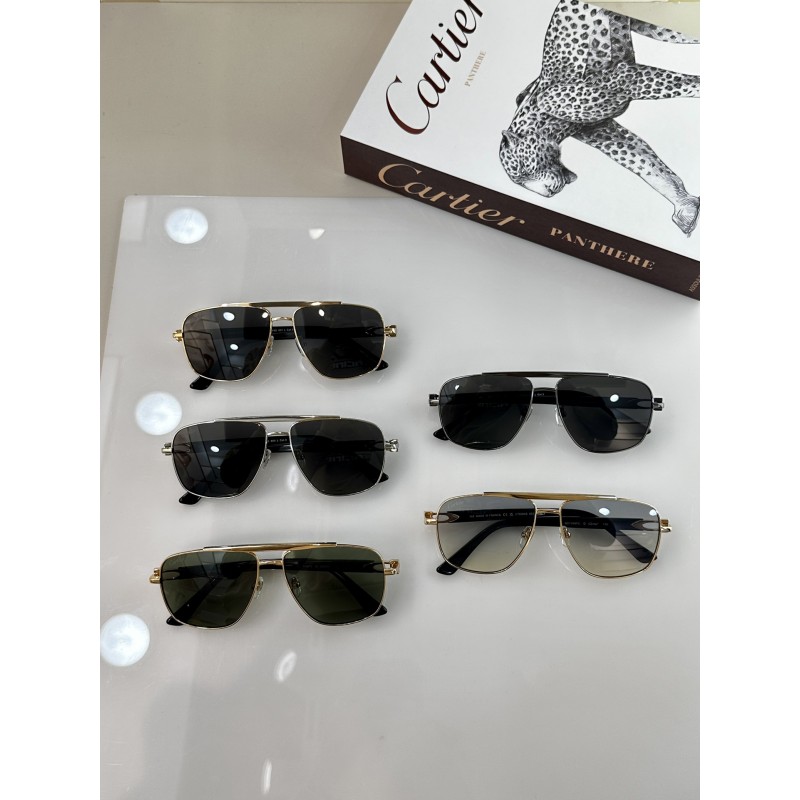 Cartier CT0365S Sunglasses In Black Gold Gradient Gray