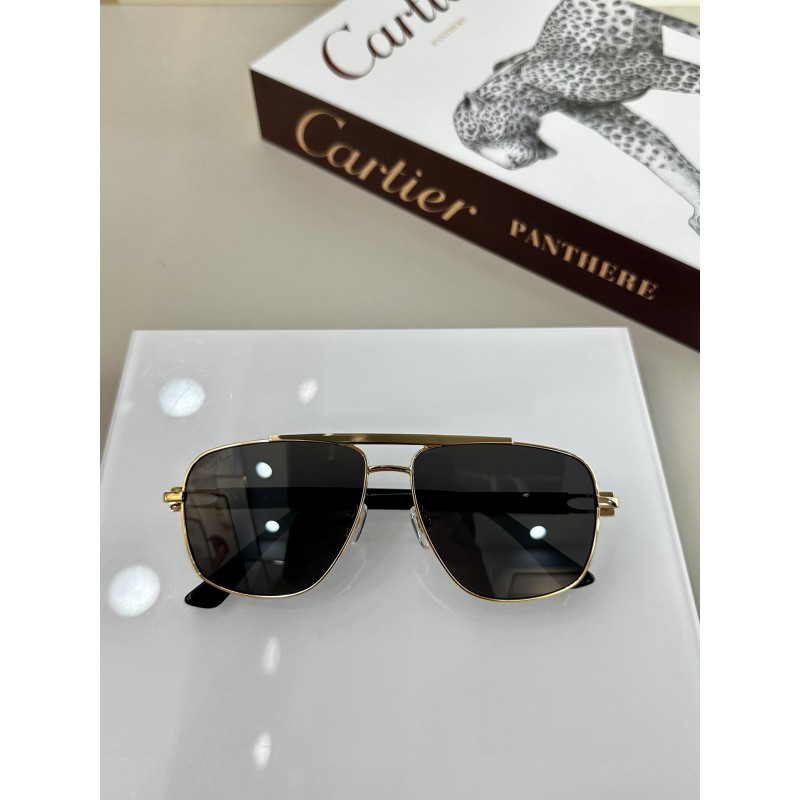 Cartier CT0365S Sunglasses In Black Gold Gray