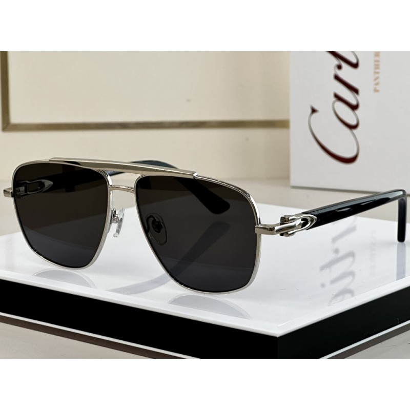 Cartier CT0365S Sunglasses In Black Silver Gray