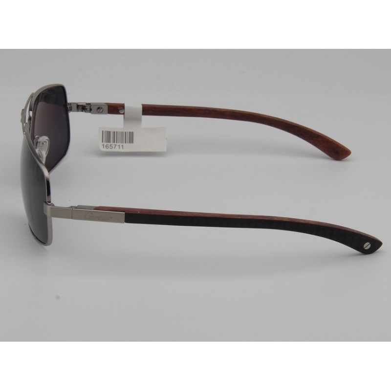 Cartier T8201018 Wooden Sunglasses In Black Silver