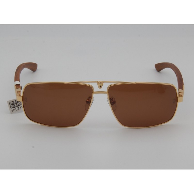 Cartier T8201018 Wooden Sunglasses In Coffee Gold