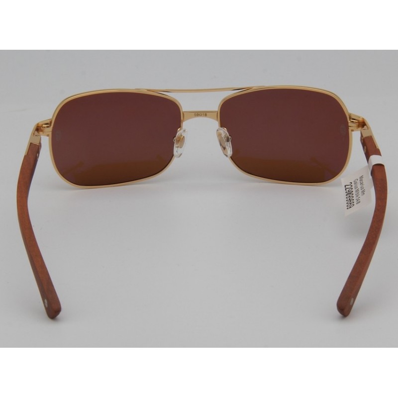 Cartier T8200716 Wooden Sunglasses In Coffee Gold