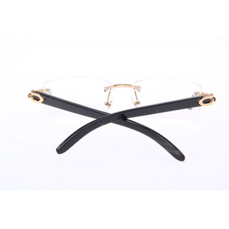 Cartier 3524012 Black Buffalo Eyeglasses In Gold 