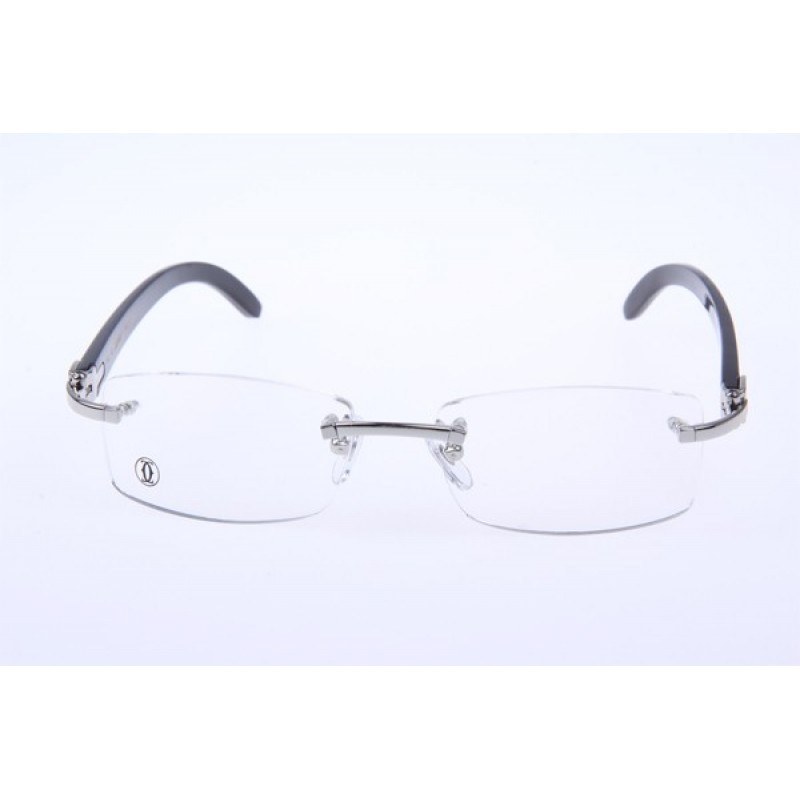 Cartier 3524012 Black Buffalo Eyeglasses In Silver