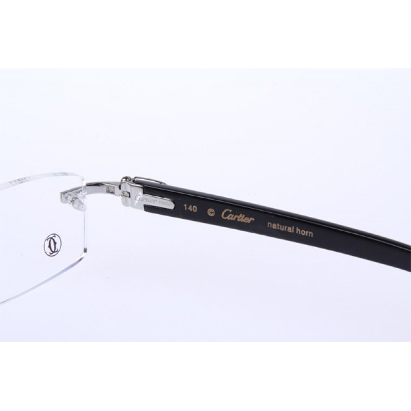 Cartier 3524012 Black Buffalo Eyeglasses In Silver