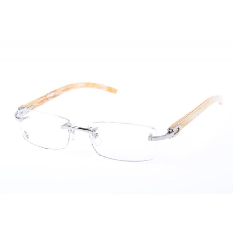 Cartier 3524012 White Buffalo Eyeglasses In Silver