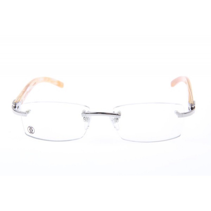 Cartier 3524012 White Buffalo Eyeglasses In Silver