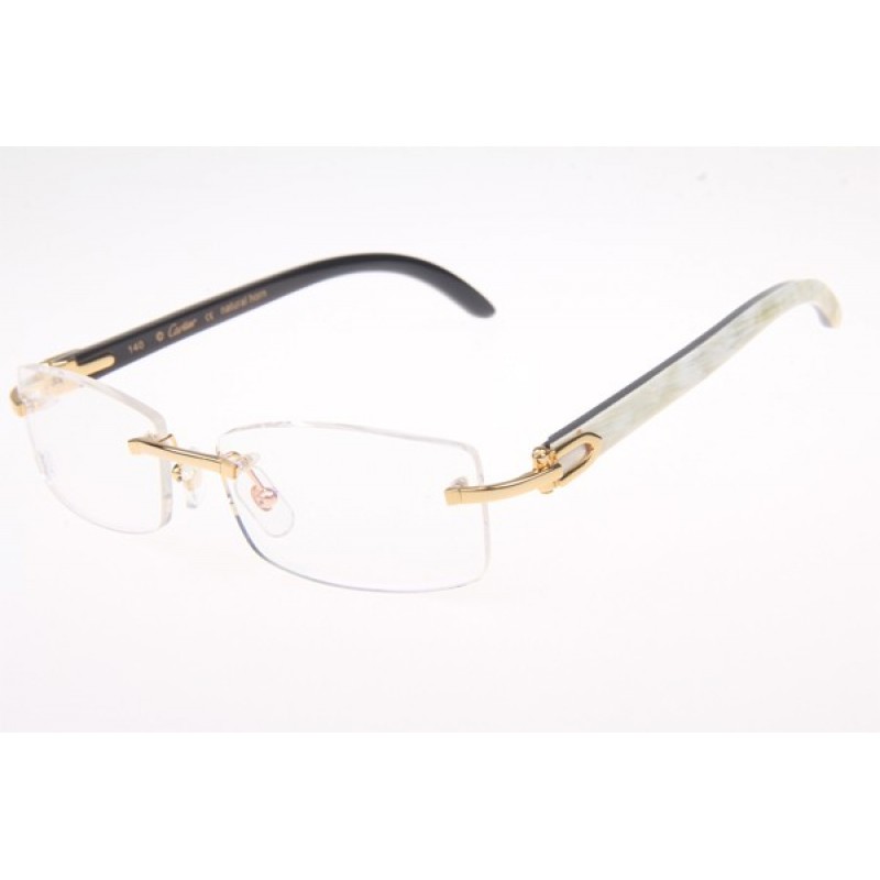 Cartier 3524012 White mix Black Buffalo Eyeglasses In Gold