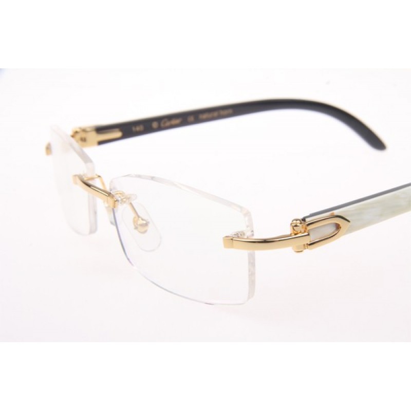 Cartier 3524012 White mix Black Buffalo Eyeglasses In Gold