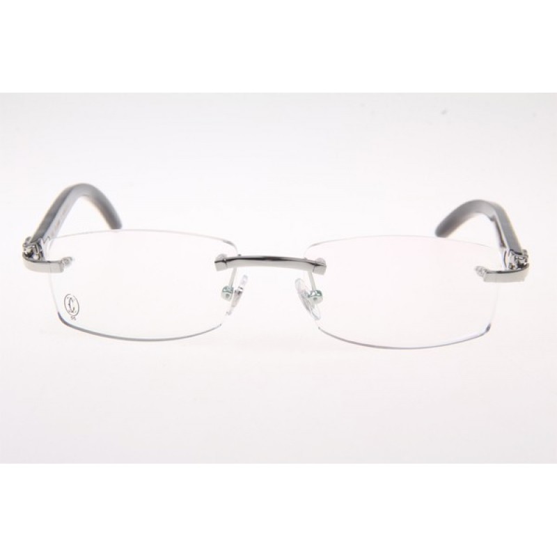 Cartier 3524012 White mix Black Buffalo Eyeglasses In Silver